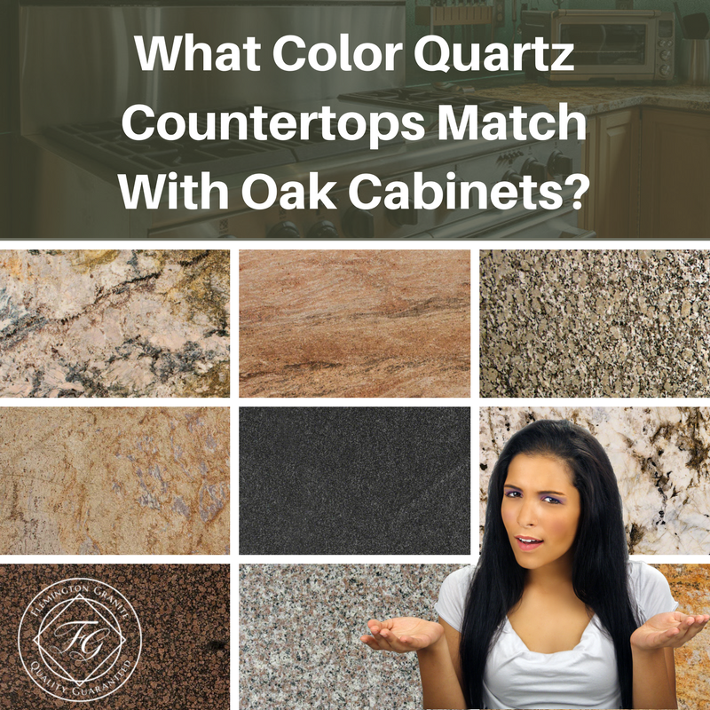 What Color Quartz Countertops Match, White Quartz Countertops With Honey Oak Cabinets